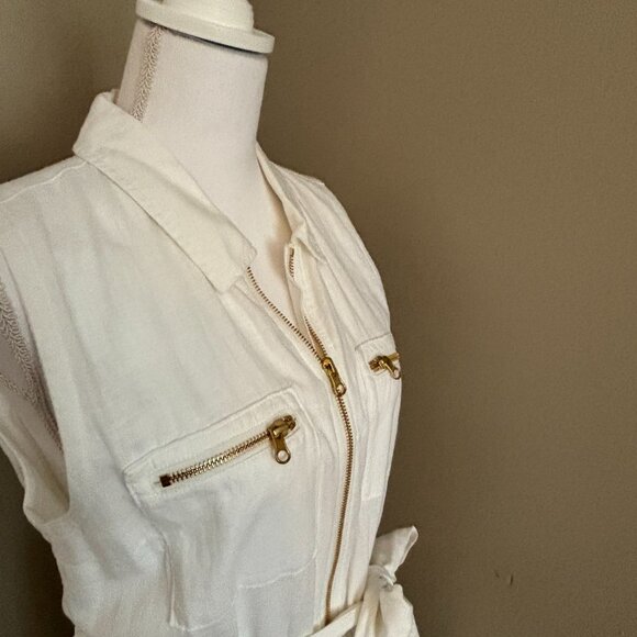 J. Crew Linen Blend Dress, Zip Front, White Size 10 - never worn - Picture 3 of 11